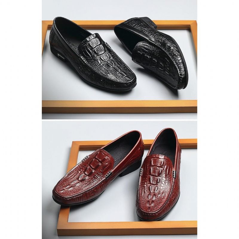 Mocassins Masculinos Allilux Couro Exótico Slip On Casuais - Preto