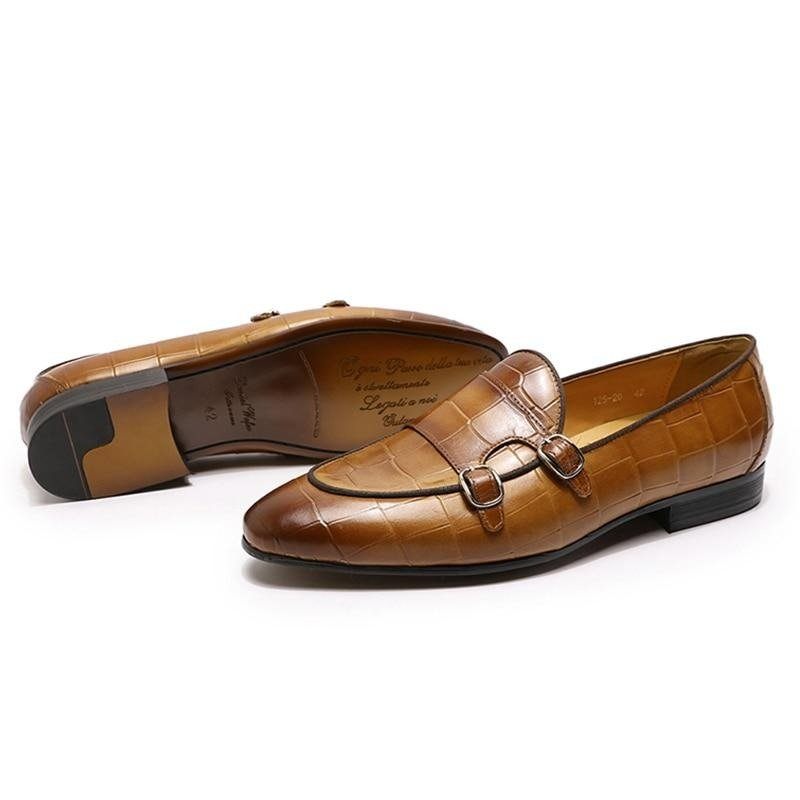 Mocassins Masculinos Alliluxe Exótico Slip On - Café