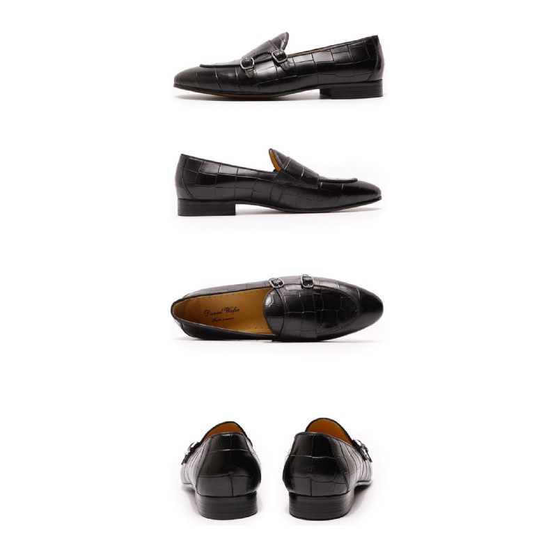 Mocassins Masculinos Alliluxe Exótico Slip On - Preto