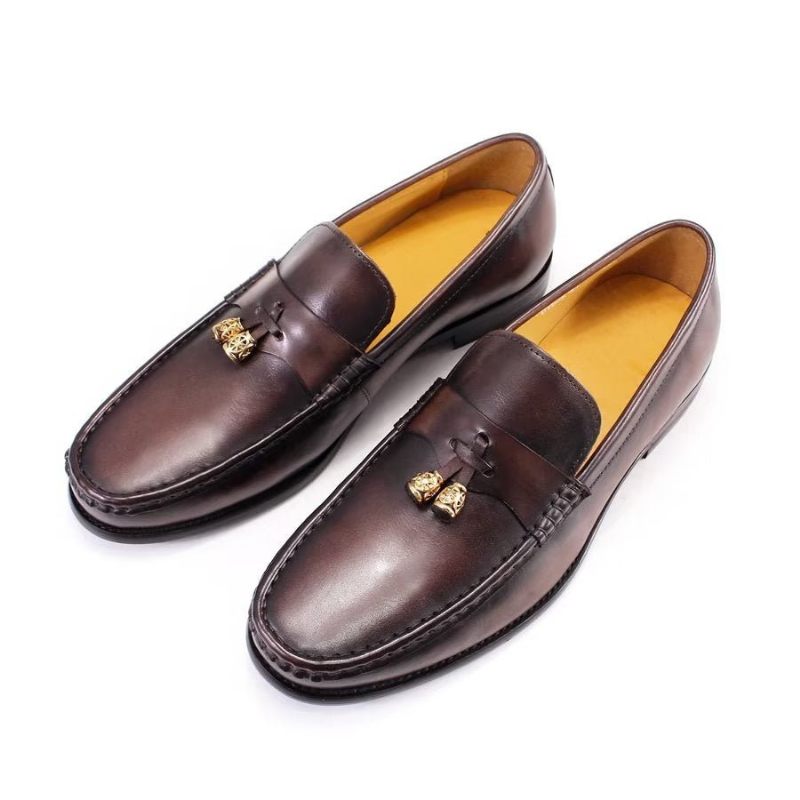 Mocassins Masculinos Brogue Slip On - Café