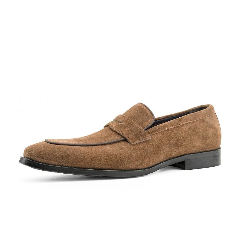 Mocassins Masculinos Chiques Com Padrão Exótico Slip-on Brogue - Café