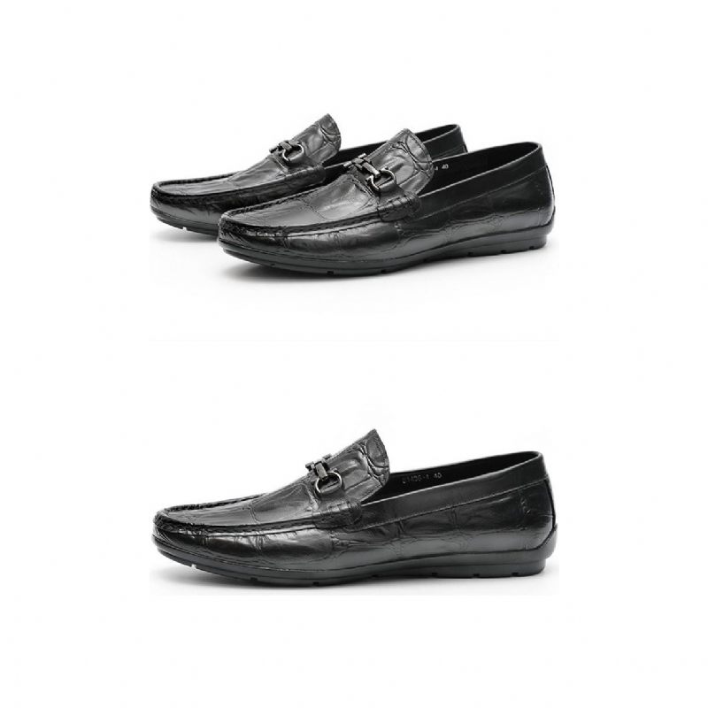 Mocassins Masculinos Chiques Couro Croctex Slip-on Derby - Preto