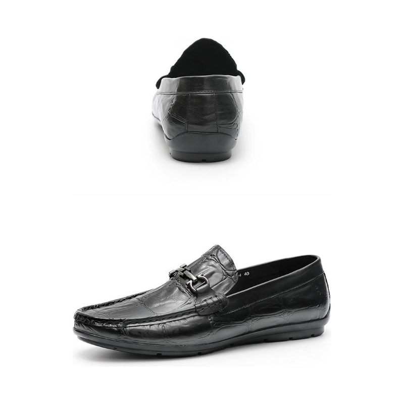 Mocassins Masculinos Chiques Couro Croctex Slip-on Derby - Preto