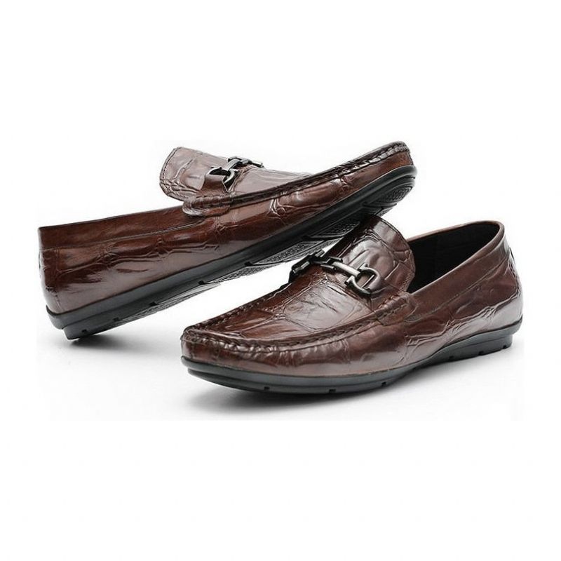 Mocassins Masculinos Chiques Couro Croctex Slip-on Derby - Café