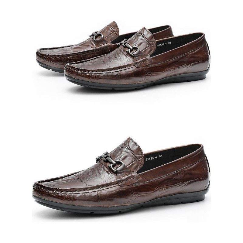 Mocassins Masculinos Chiques Couro Croctex Slip-on Derby - Café