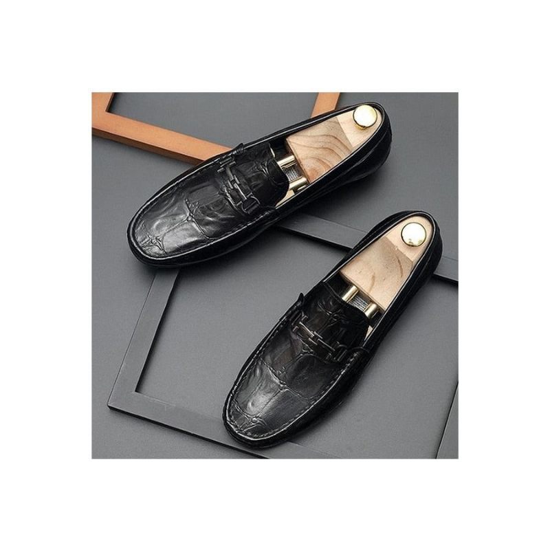 Mocassins Masculinos Chiques Couro Croctex Slip-on Derby - Preto