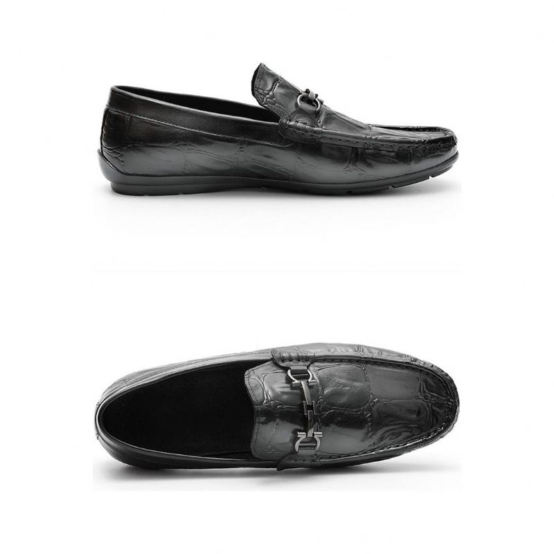 Mocassins Masculinos Chiques Couro Croctex Slip-on Derby - Preto