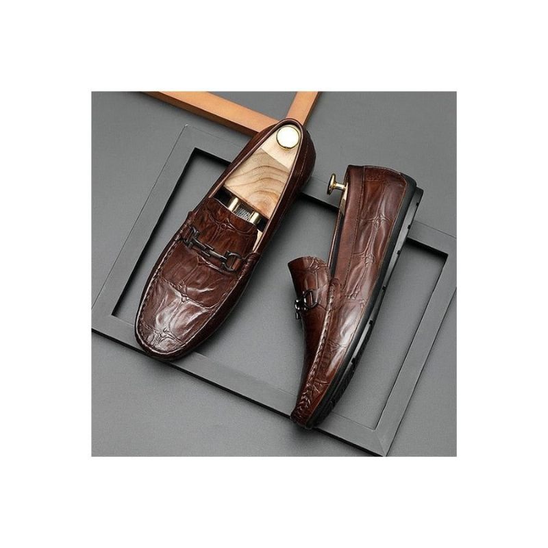 Mocassins Masculinos Chiques Couro Croctex Slip-on Derby - Café