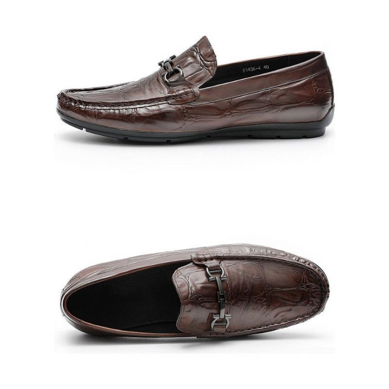 Mocassins Masculinos Chiques Couro Croctex Slip-on Derby - Café