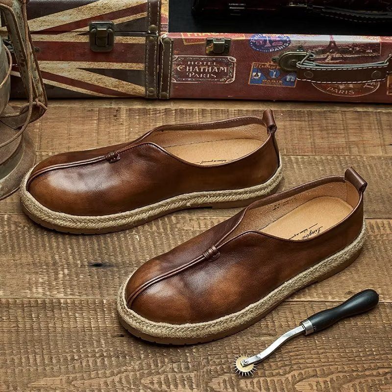 Mocassins Masculinos Chiques Couro Sem Cadarço - Café