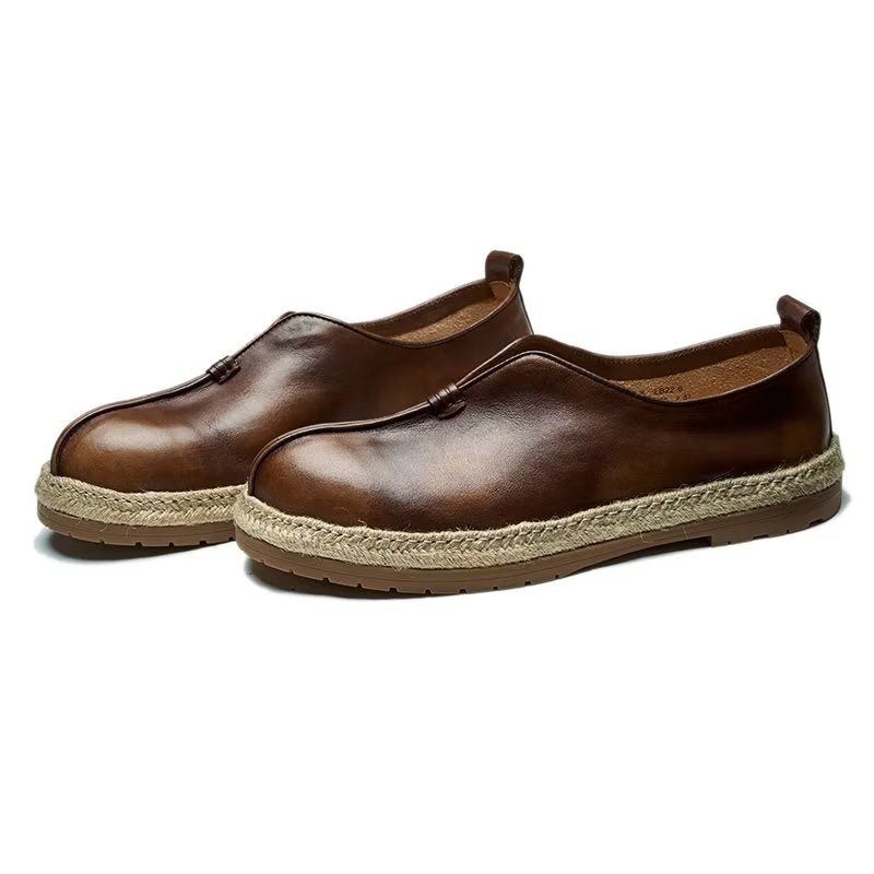 Mocassins Masculinos Chiques Couro Sem Cadarço - Café