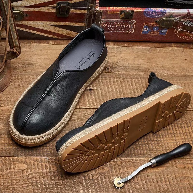 Mocassins Masculinos Chiques Couro Sem Cadarço - Preto