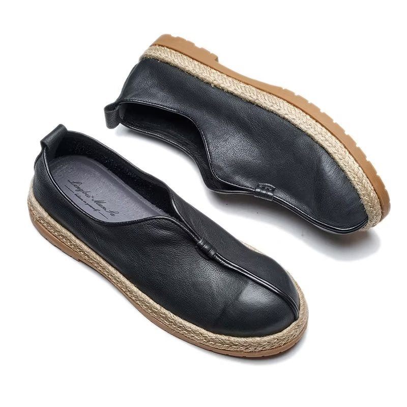 Mocassins Masculinos Chiques Couro Sem Cadarço - Preto