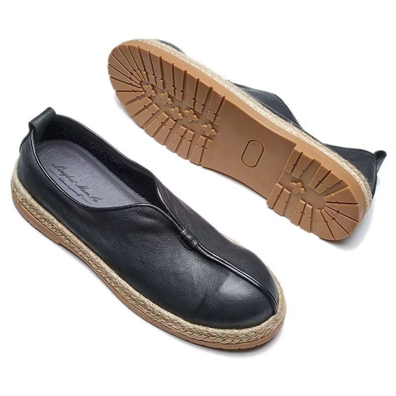 Mocassins Masculinos Chiques Couro Sem Cadarço - Preto