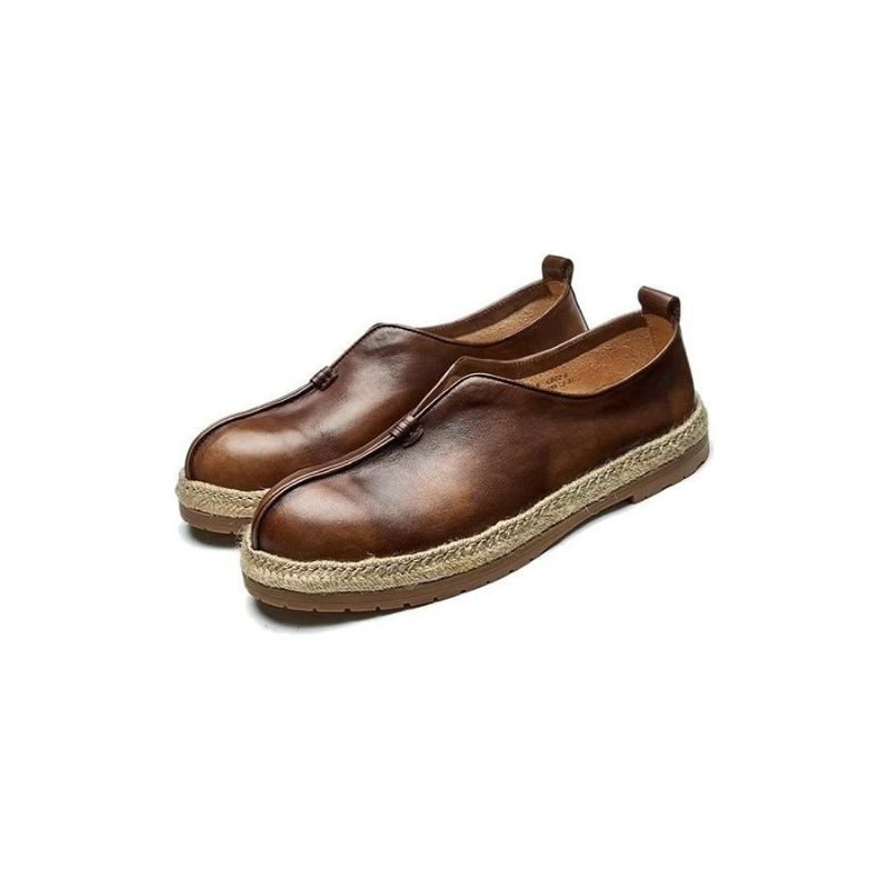 Mocassins Masculinos Chiques Couro Sem Cadarço - Café