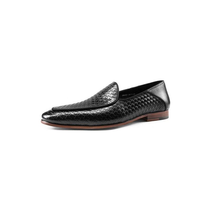 Mocassins Masculinos Classe Couro Em Relevo Brogues Formais Slip-on - Preto