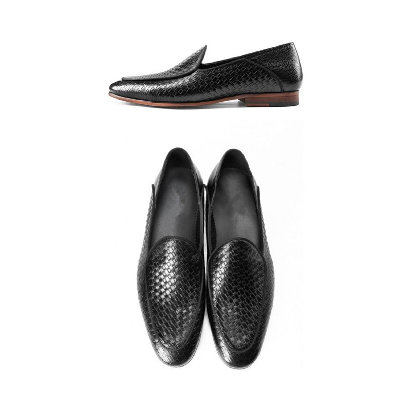 Mocassins Masculinos Classe Couro Em Relevo Brogues Formais Slip-on - Preto