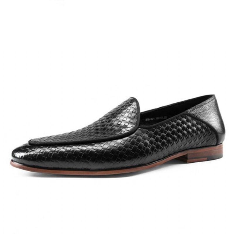 Mocassins Masculinos Classe Couro Em Relevo Brogues Formais Slip-on - Preto