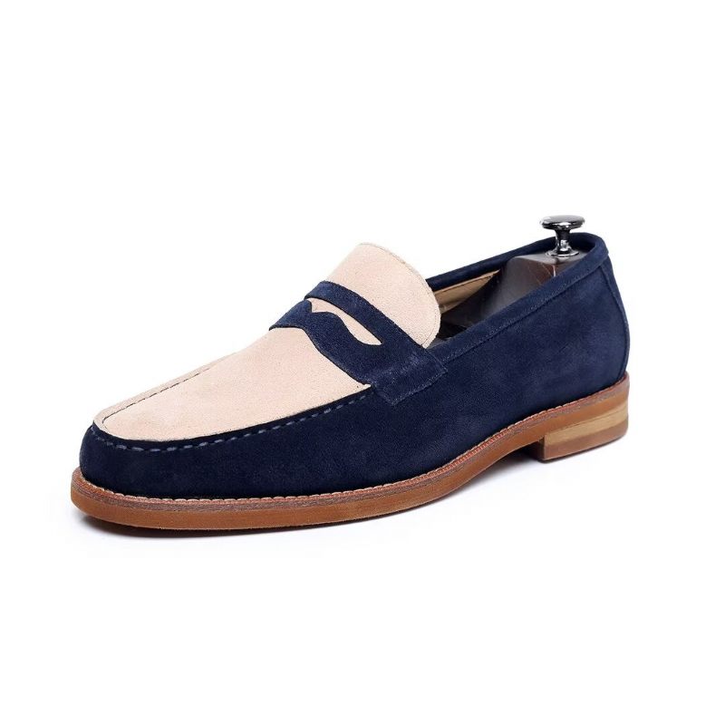 Mocassins Masculinos Clássicos Couro - Azul