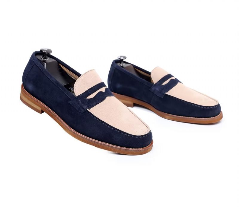 Mocassins Masculinos Clássicos Couro - Azul