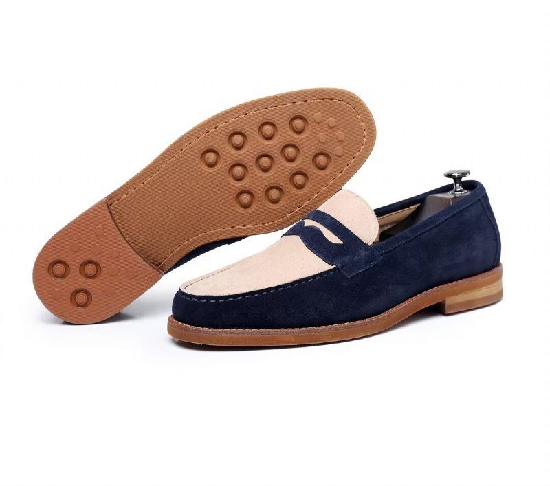 Mocassins Masculinos Clássicos Couro - Azul