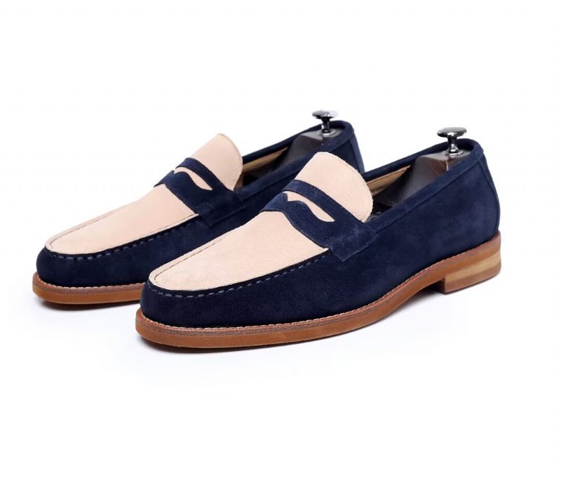 Mocassins Masculinos Clássicos Couro - Azul