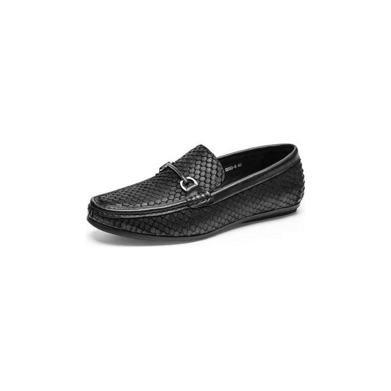 Mocassins Masculinos Com Bico Metal Exótico Sem Cadarço