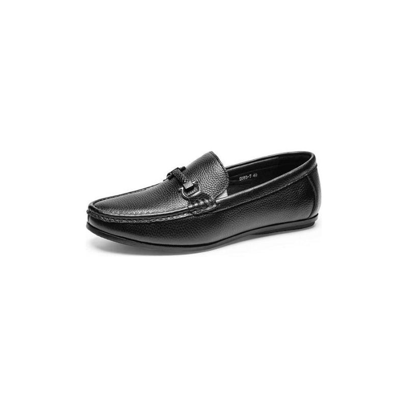 Mocassins Masculinos Com Bico Metal Exótico Sem Cadarço