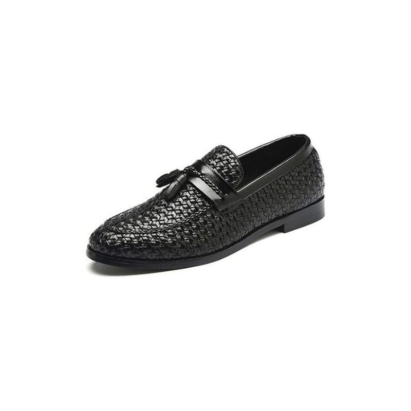 Mocassins Masculinos Com Borla Chique Couro Fivela E Sapatos Casamento - Preto