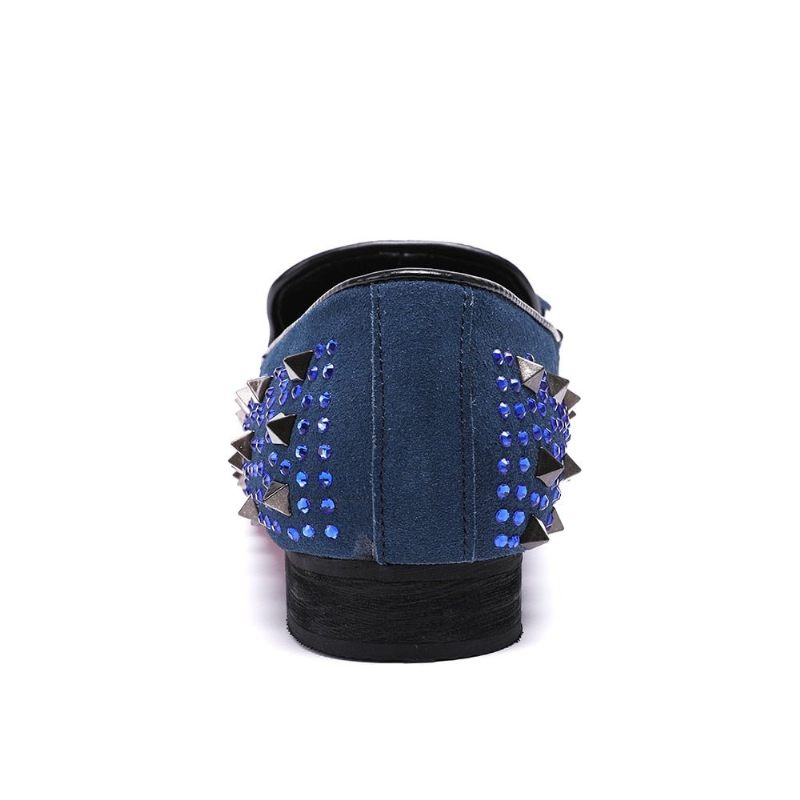 Mocassins Masculinos Com Detalhes Rebite - Azul