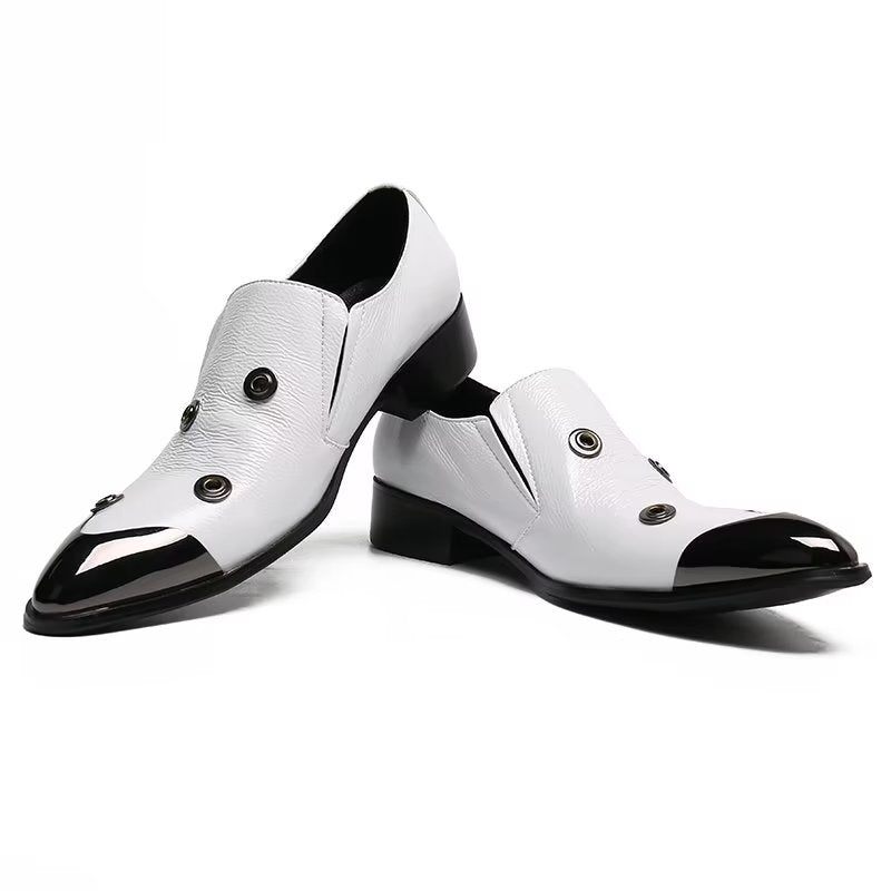 Mocassins Masculinos Com Estampa Chamativa E Slip-on - Branco