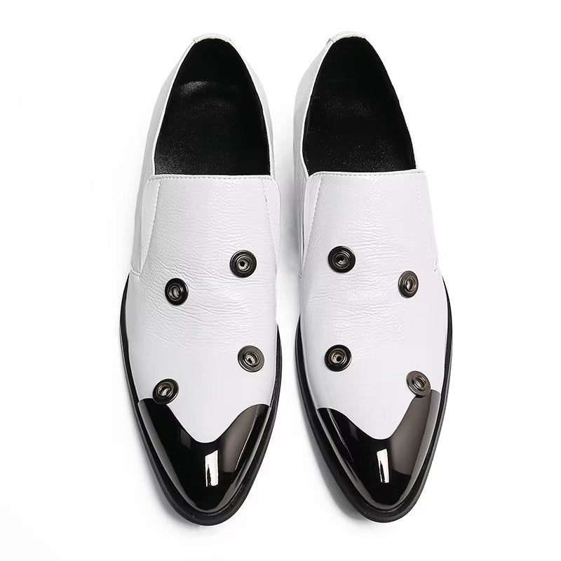 Mocassins Masculinos Com Estampa Chamativa E Slip-on - Branco