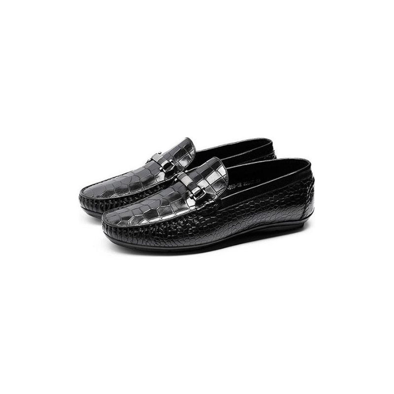 Mocassins Masculinos Com Textura Exótica E Slip-on