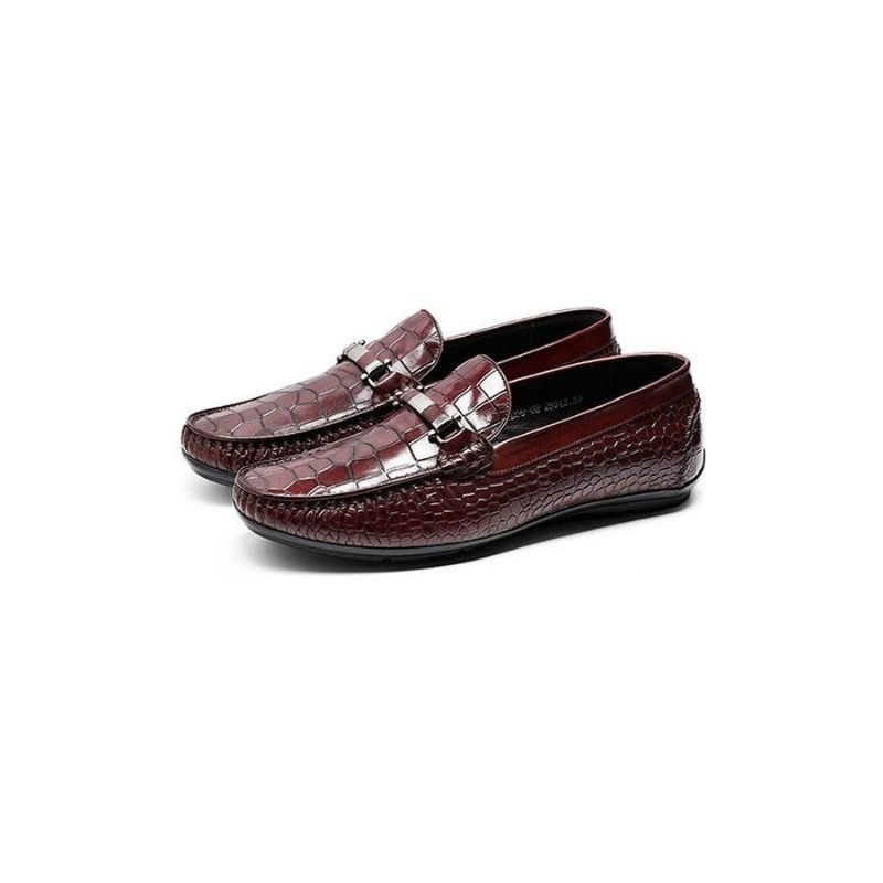 Mocassins Masculinos Com Textura Exótica E Slip-on - Vermelho