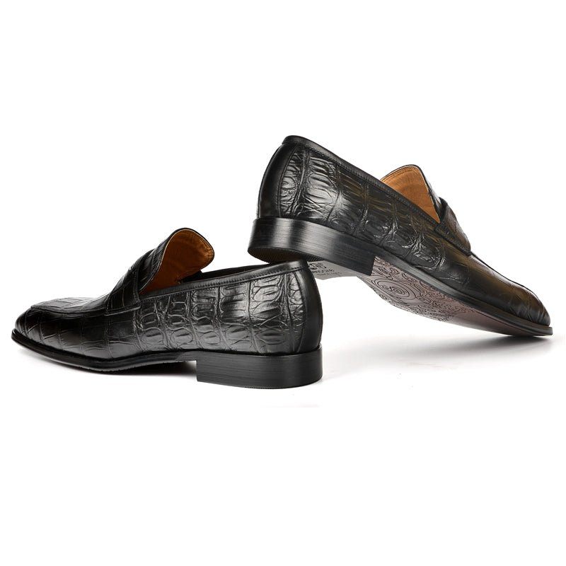 Mocassins Masculinos Com Textura Requintada Crocodilo Modernos - Preto