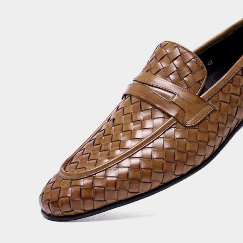 Mocassins Masculinos Confortáveis Couro Deslizantes - Café