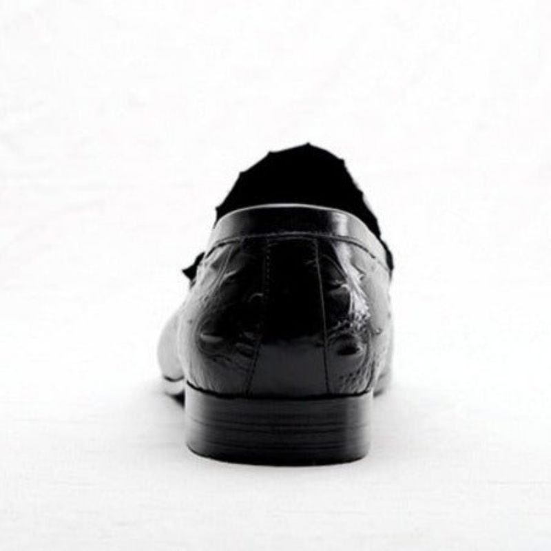 Mocassins Masculinos Couro Com Relevo À Prova D'água - Preto