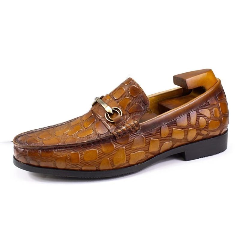 Mocassins Masculinos Couro Crocodilo Exótico Elegantes - Marrom