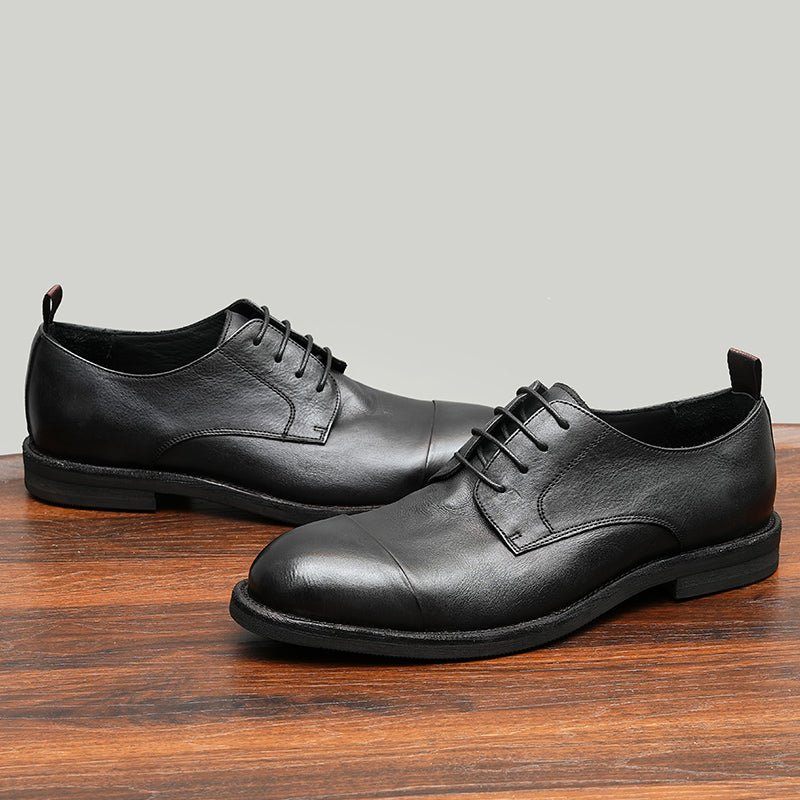 Mocassins Masculinos Couro Elegantes Sapatos Derby - Preto