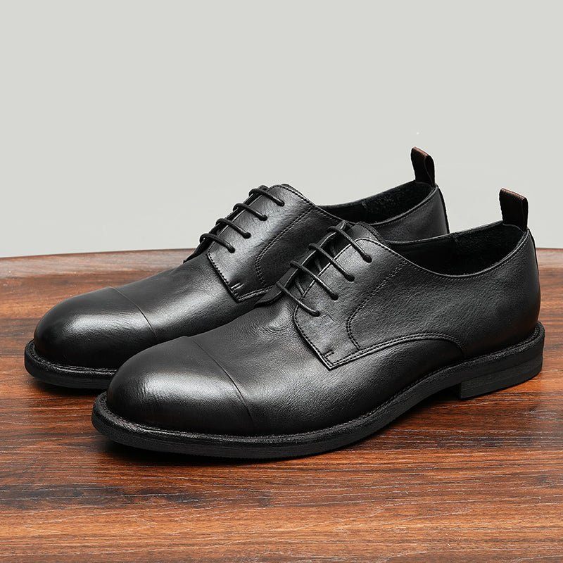 Mocassins Masculinos Couro Elegantes Sapatos Derby - Preto