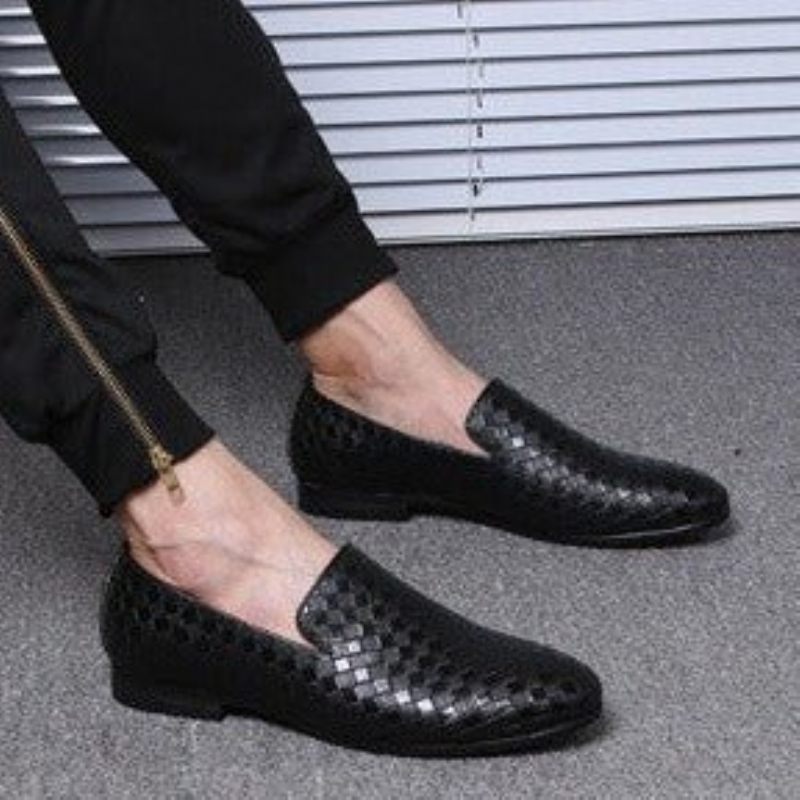 Mocassins Masculinos Couro Envernizado Brilhante Luxo Extravagante - Preto