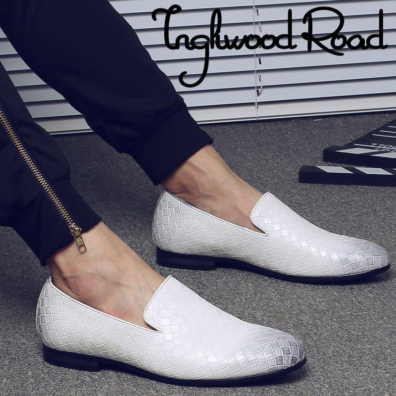 Mocassins Masculinos Couro Envernizado Brilhante Luxo Extravagante - Branco