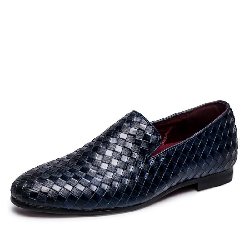 Mocassins Masculinos Couro Envernizado Brilhante Luxo Extravagante - Azul