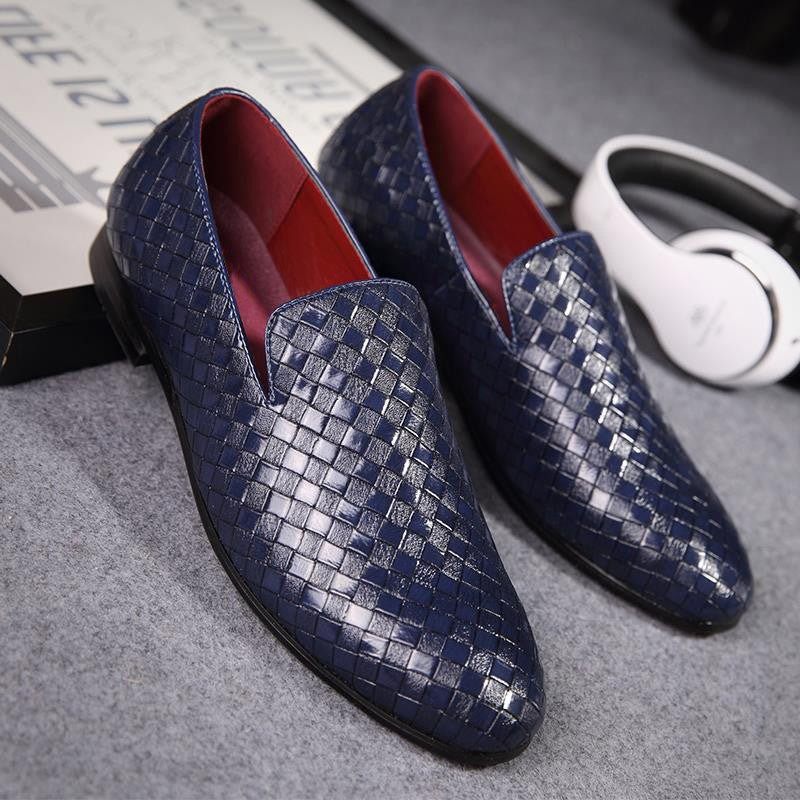 Mocassins Masculinos Couro Envernizado Brilhante Luxo Extravagante - Azul