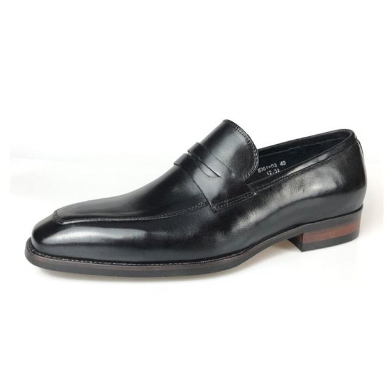 Mocassins Masculinos Couro Exótico Bico Fino Sapatos Negócios Brogue - Preto