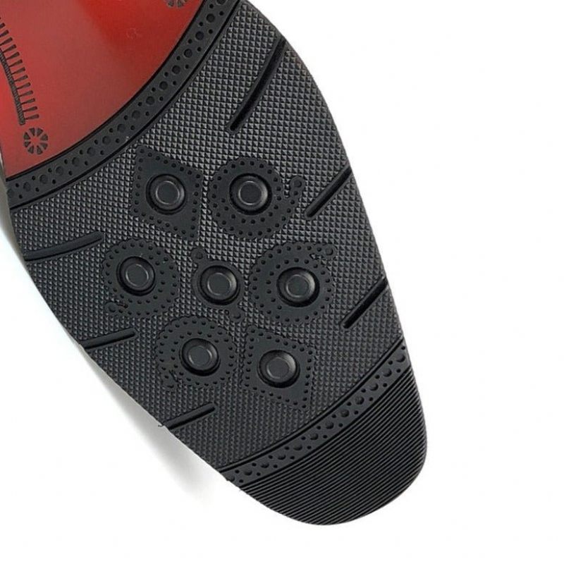 Mocassins Masculinos Couro Exótico Bico Fino Sapatos Negócios Brogue - Preto