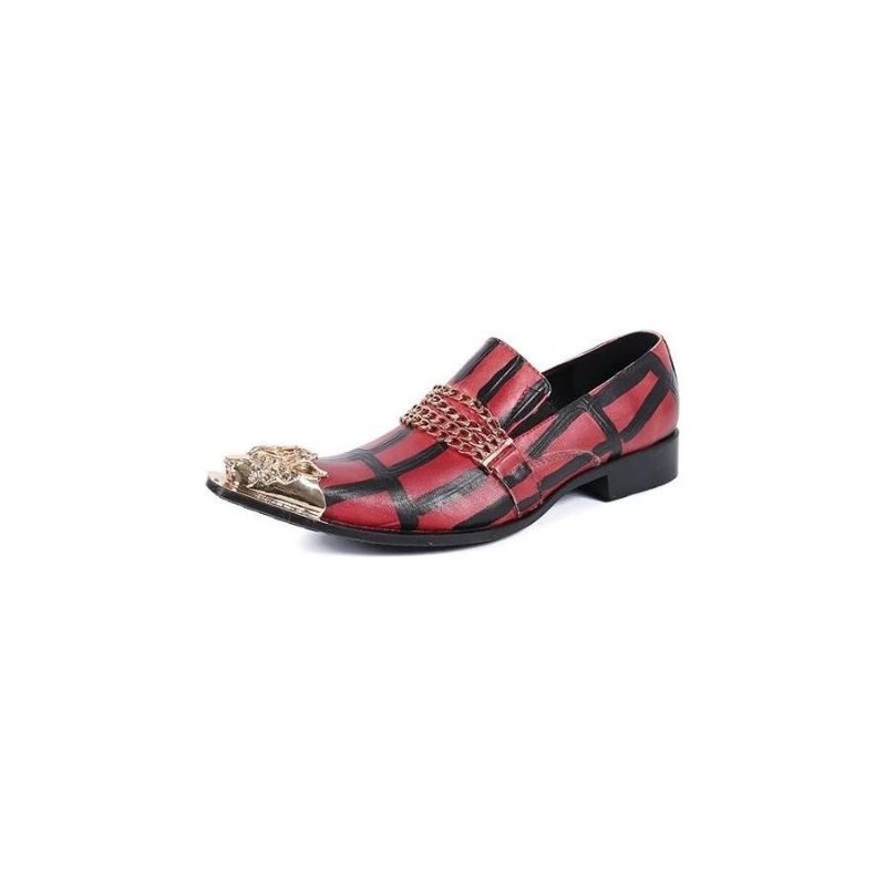 Mocassins Masculinos Couro Exótico Luxo - Vermelho