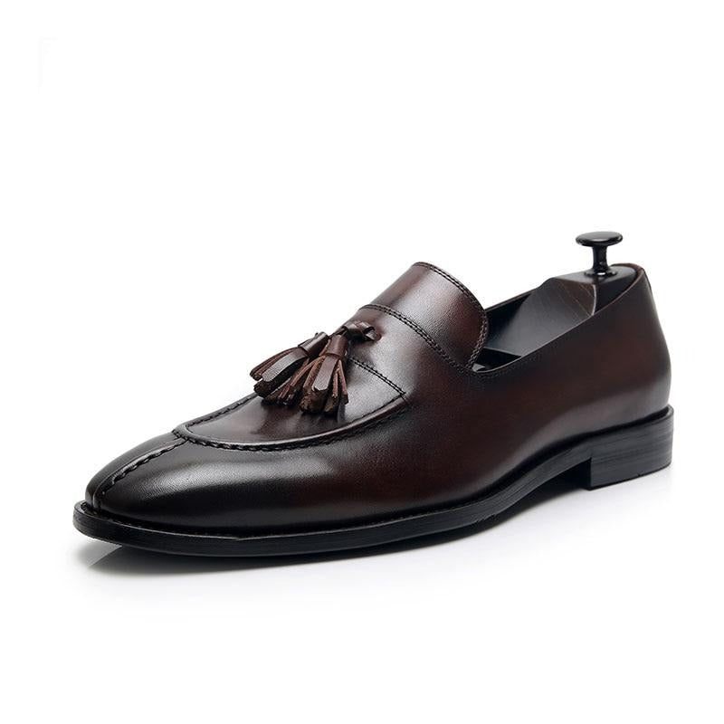 Mocassins Masculinos Couro Exótico Oxford - Café