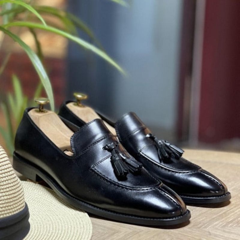 Mocassins Masculinos Couro Exótico Oxford - Preto