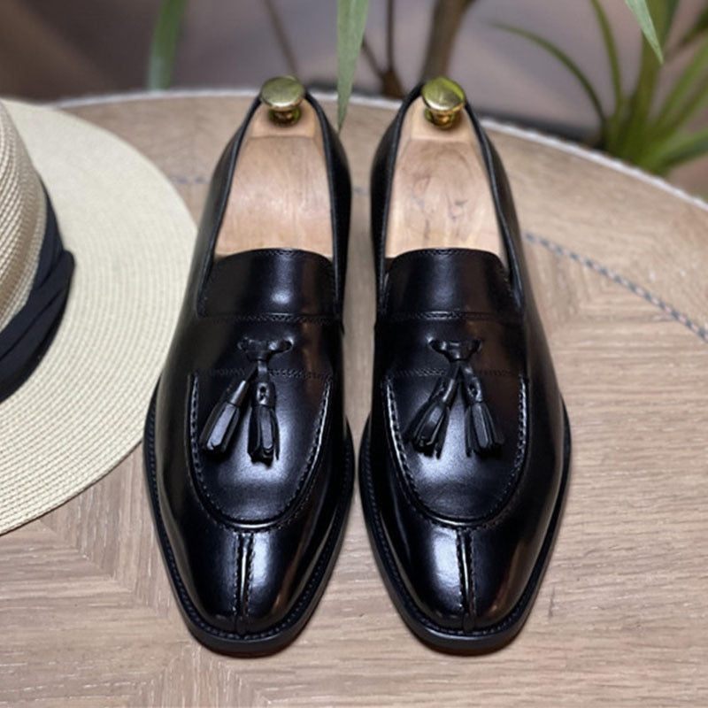 Mocassins Masculinos Couro Exótico Oxford - Preto